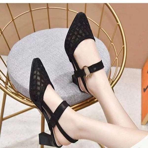 Pointed toe ankle strap rhinestone sandals