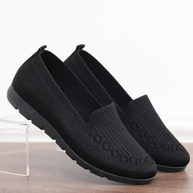 Women's Knitted Solid Colour Loafers, lightweight non-slip flat slip on shoes