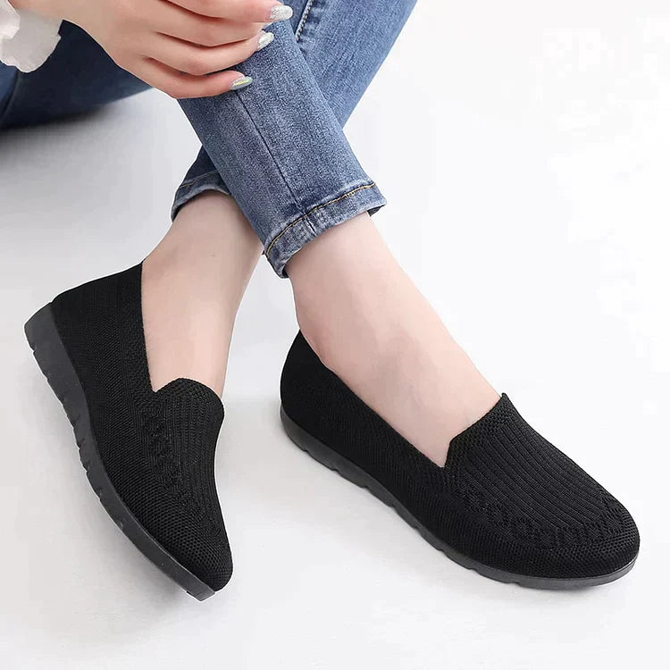 Women's Knitted Solid Colour Loafers, lightweight non-slip flat slip on shoes