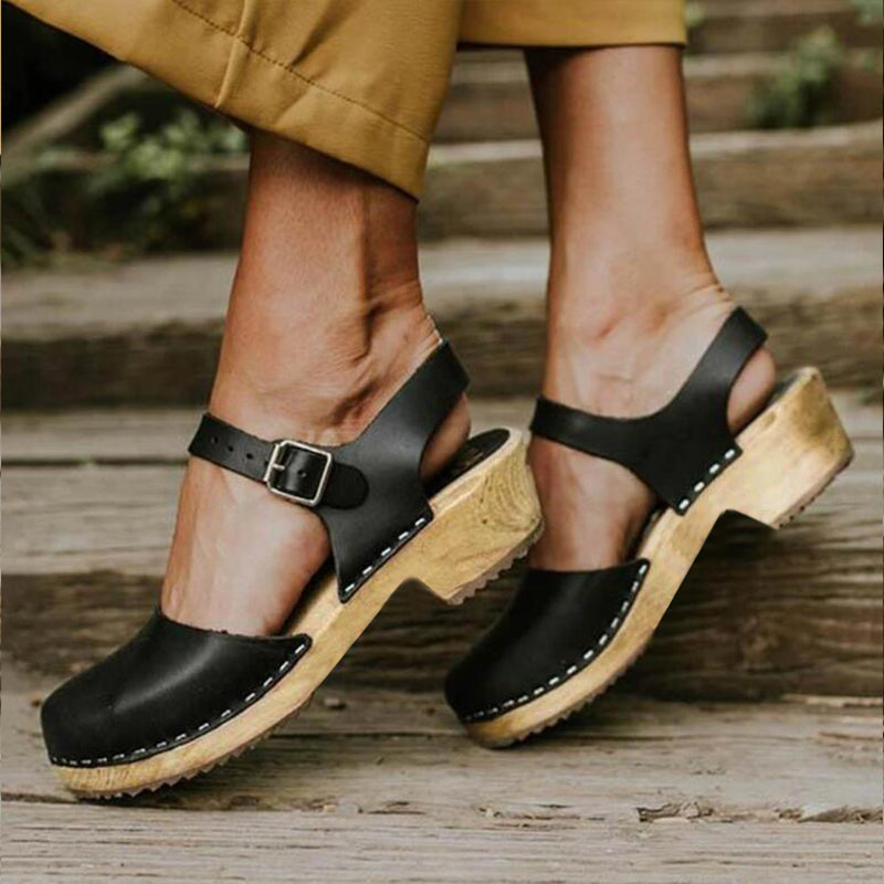 Women's Summer Platform Sandals Wedge with Buckle Strap