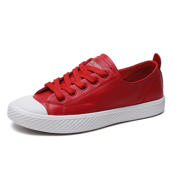 Fashion Leather Sneakers Lace up Casual Shoes