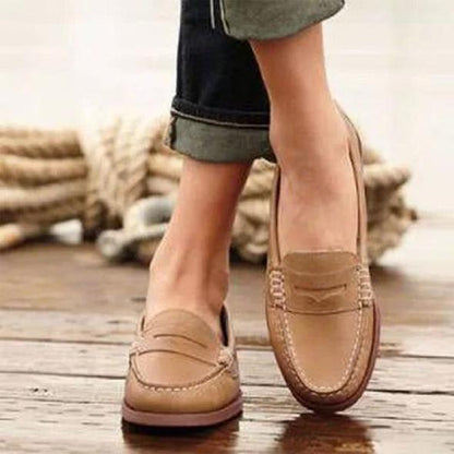 Womens Causal Flats Oxfords Slip On Round Toe Loafers