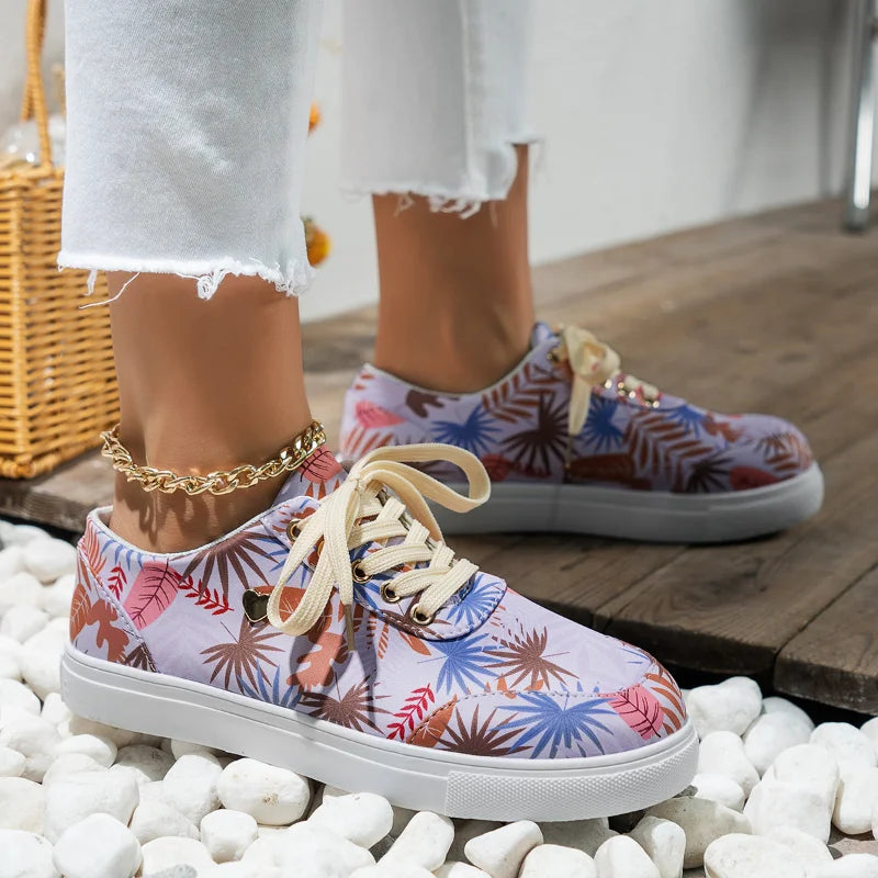 Hawaiian hibiscus print casual flats