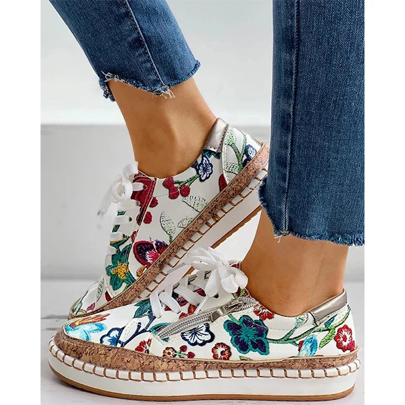 Floral Print Women's Vulcanized Sneakers