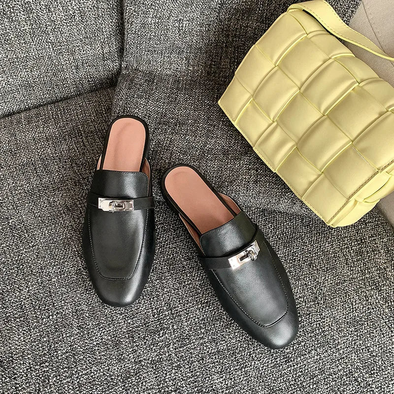 High Quality Genuine Leather Muller Slippers