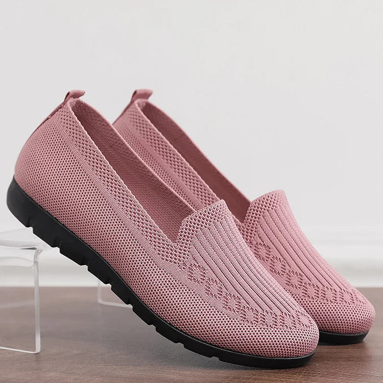 Women's Knitted Solid Colour Loafers, lightweight non-slip flat slip on shoes