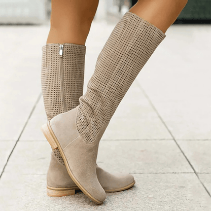 BOTTES HAUTES FEMME EN DAIM BEIGE