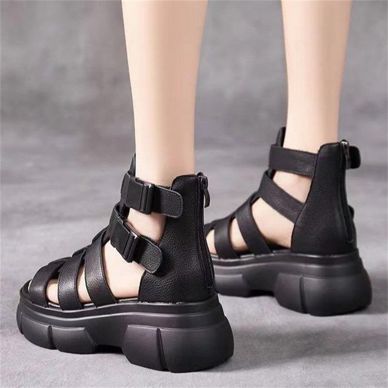 Handmade leather retro casual ankle boots sandals