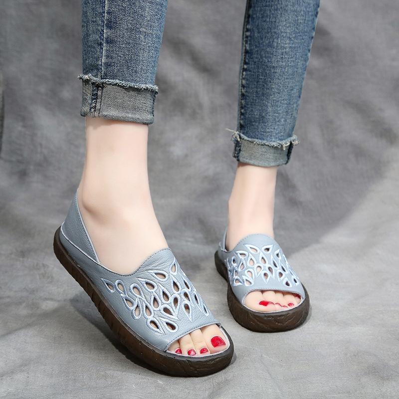 Faux Leather Hollow Out Slip On Shoes