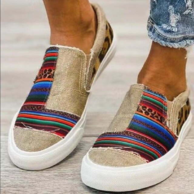 Leisure patchwork comfortable lady Canvas flat shoes