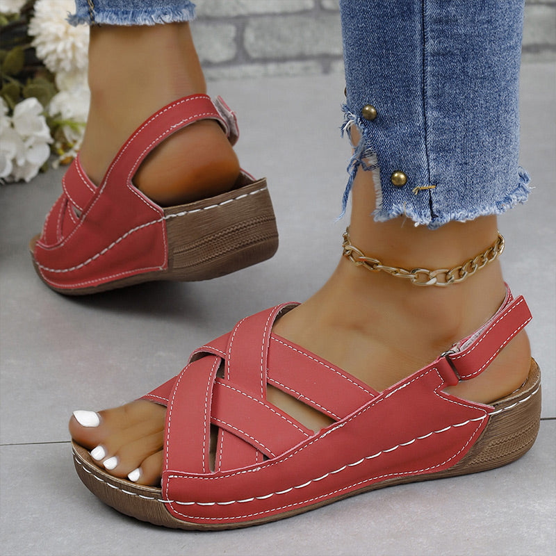 Women's Cross Slingback Wedge Sandals