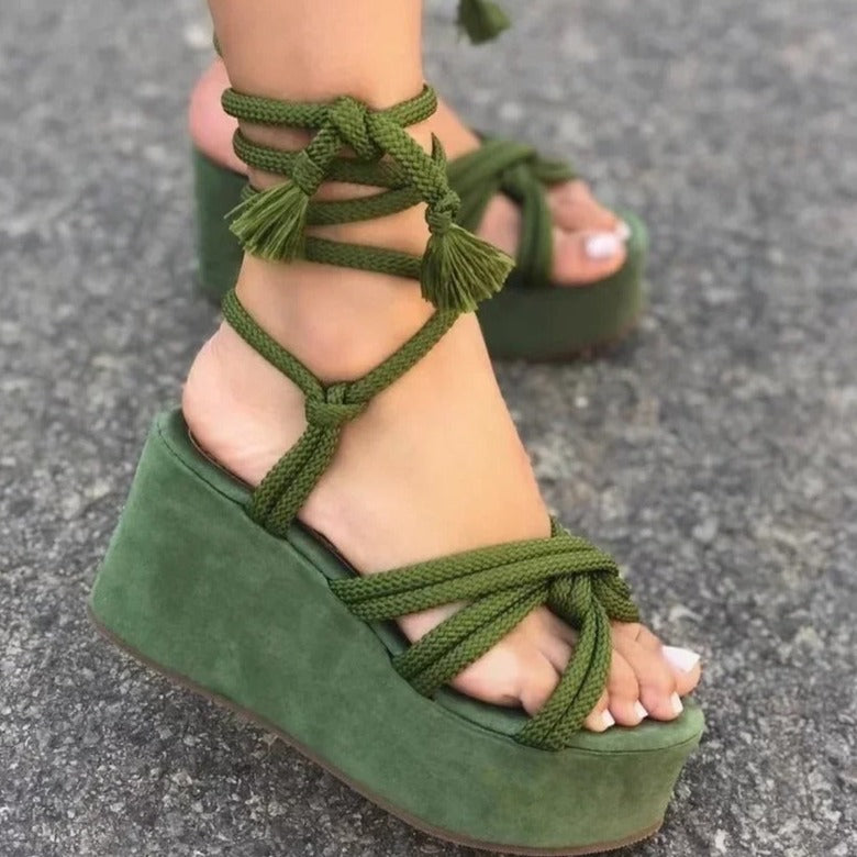 Ankle Strap Flatform Lace Up Platform Shoes